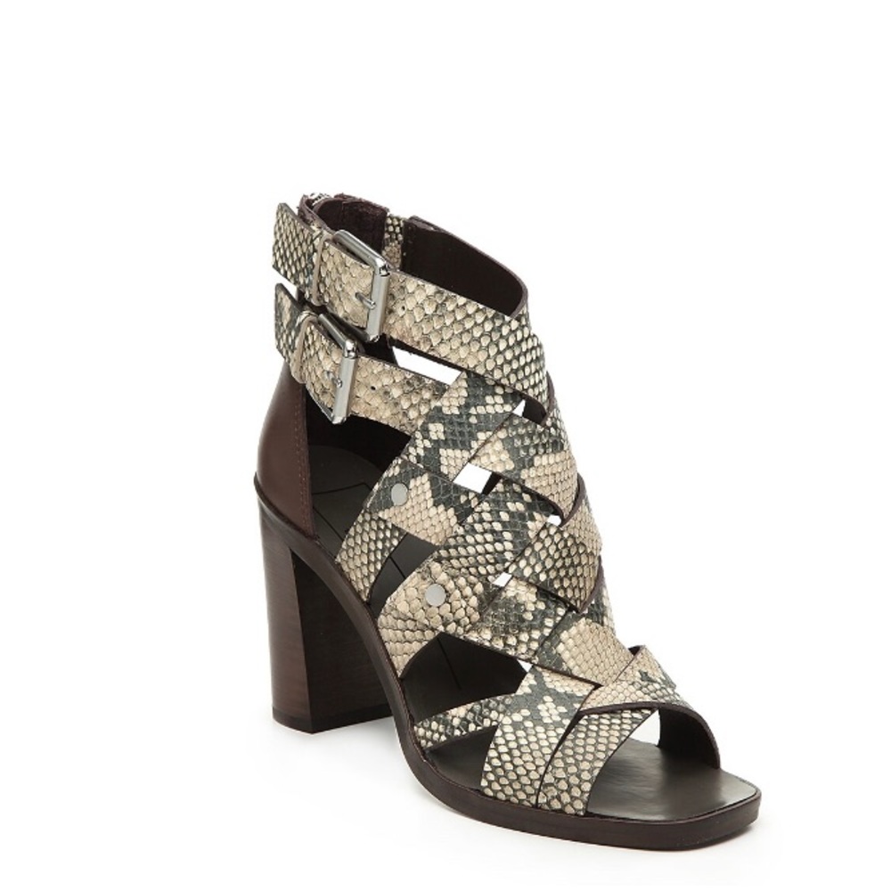 Dolce Vita Ivory Brown Snake Skin High Heel Sandals